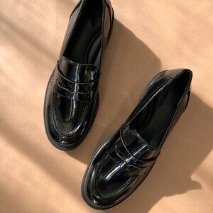MIA Yoani Mens Lug Sole Penny Loafers Black Patent Leather Size 9M NEW